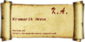 Kramarik Anna névjegykártya